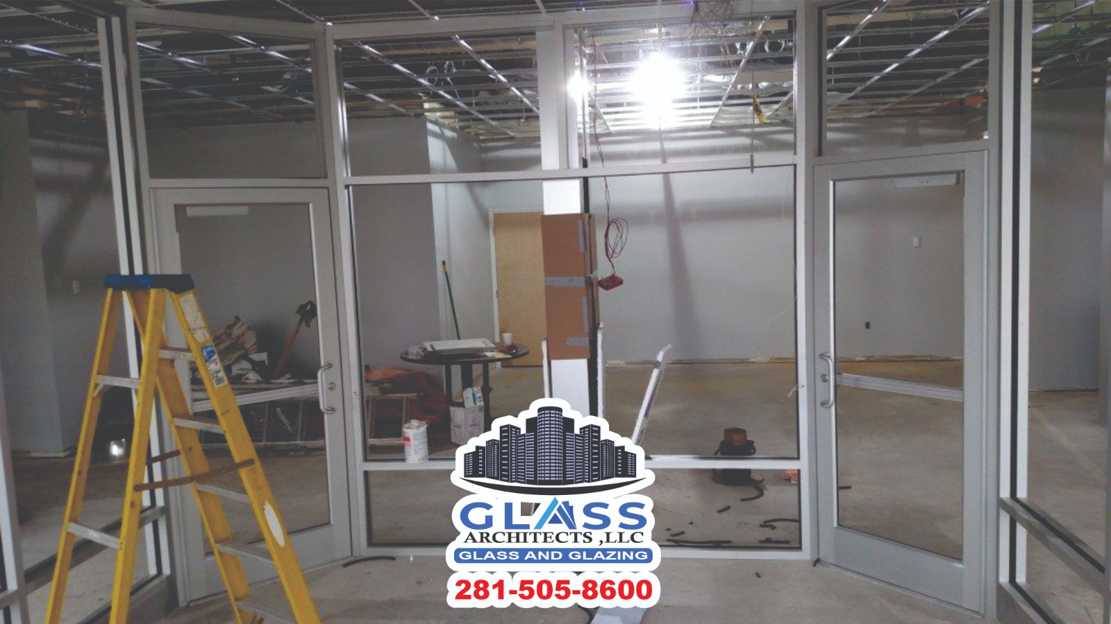 Glass Architects LLC commercial storefront partition construction highlighting strong laminated glazing integration