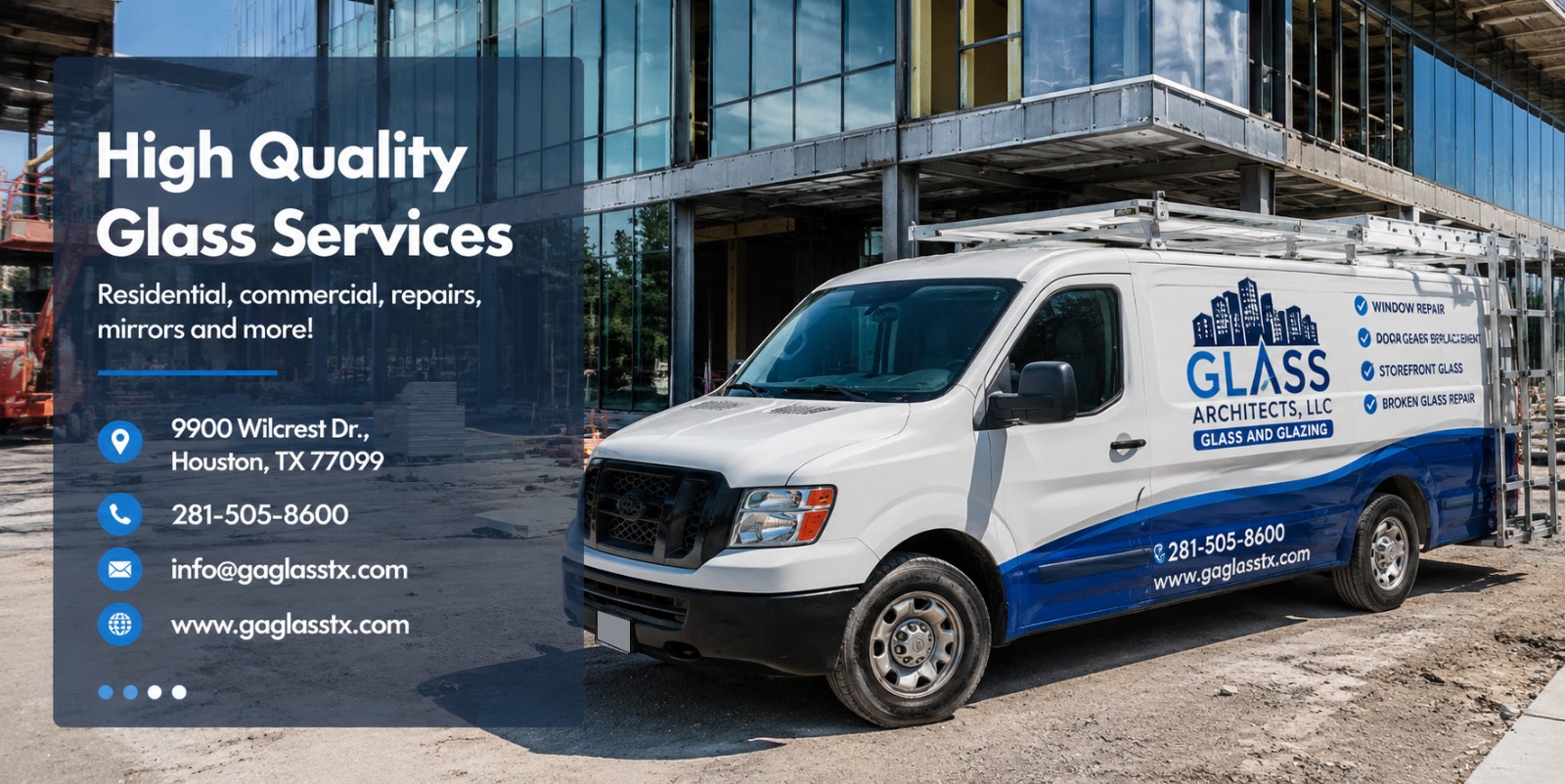 Glass Architects LLC service vehicle on construction site