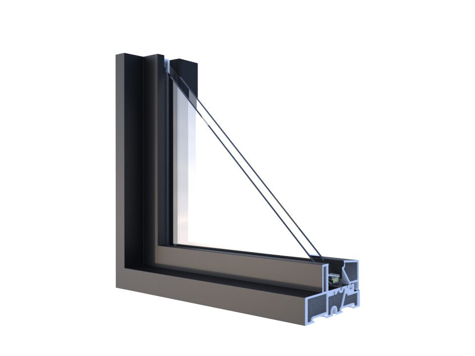 3D structural engineering diagram of thermal break double pane window frames